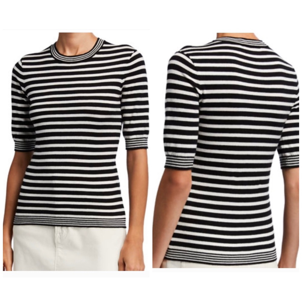 Frame cashmere striped short sleeve sweater size small